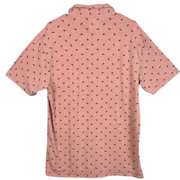 Linksoul Tempus Fugit Men's Pink Feather Printed Golf Polo Shirt Size Large - Picture 2 of 8